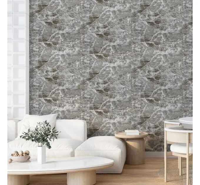 Самоклеюча 3D панель під цеглу Чорний мармур 700х770х5мм