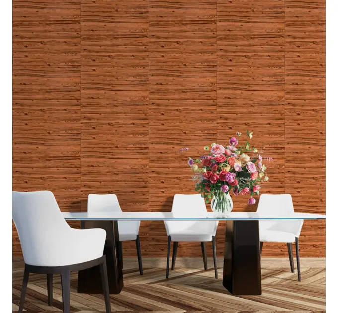 Самоклеюча декоративна 3D панель під дерево кольору золото 700х770х6мм 