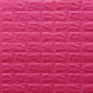 Самоклеюча 3D панель під Темно-рожеву цеглу 700х770х7мм 