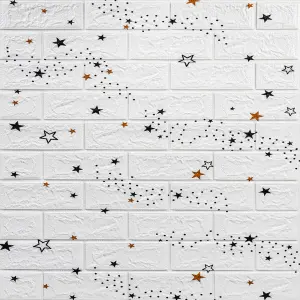 Самоклеюча 3D панель під білу цеглу Зірки 700х770х5мм