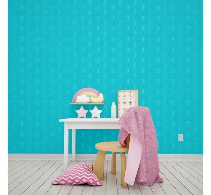 Самоклеюча 3D панель під цеглу Бірюза 700х770х5мм