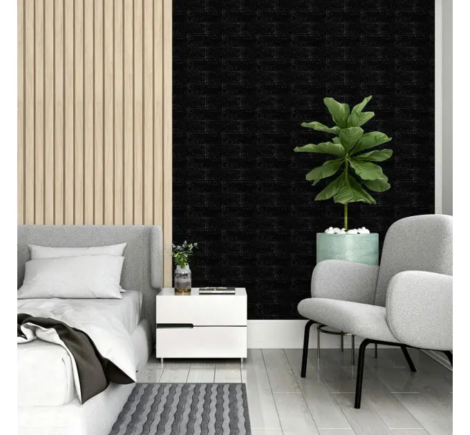 Самоклеюча 3D панель під Чорну цеглу 700x770x5мм