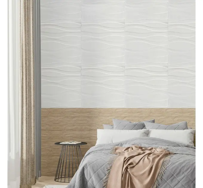 Самоклеюча настінно-стельова 3D панель великі хвилі 700х700х7мм 