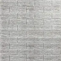 Самоклеющаяся декоративная 3D панель под кирпич серая полоска 700x770x5мм 