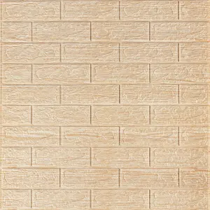 Самоклеюча 3D панель під цеглу бежева смужка 700x770x5мм
