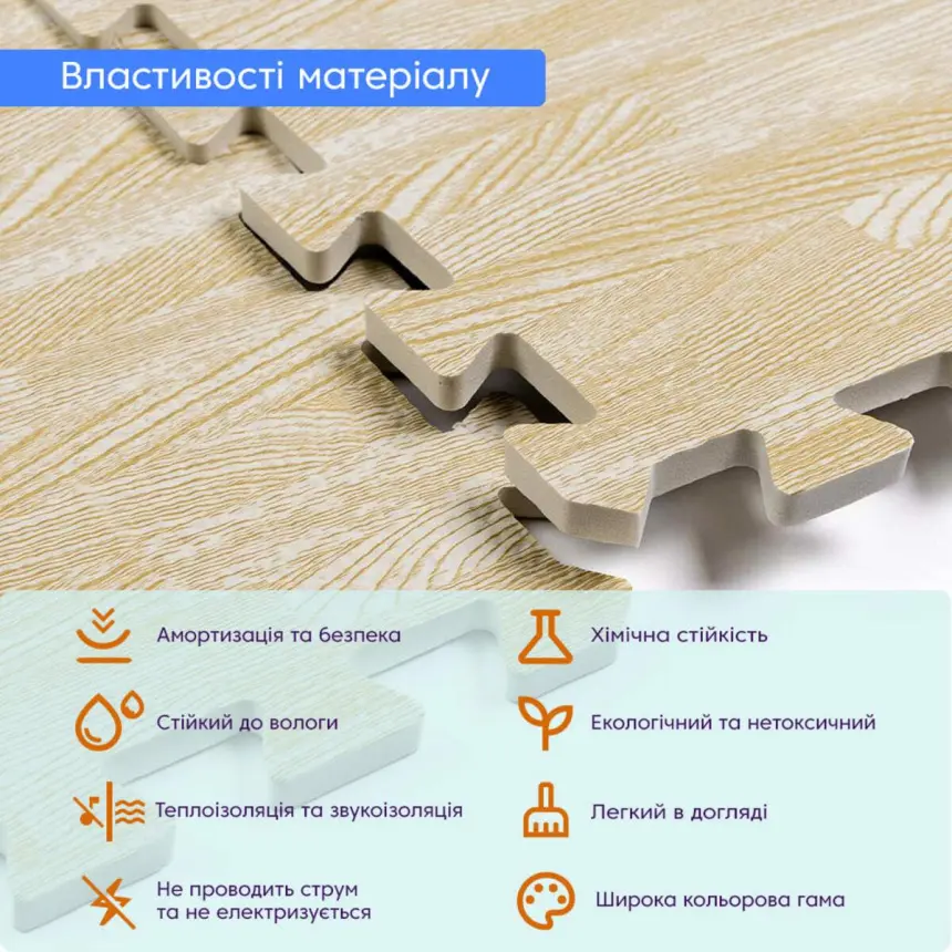 Підлога пазл - модульне покриття для підлоги 600x600x10мм пісочне дерево (МР14)