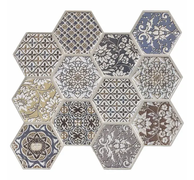 Декоративна ПВХ плитка на самоклейці стільники 300х300х5мм, ціна за 1 шт. (СПП-504)