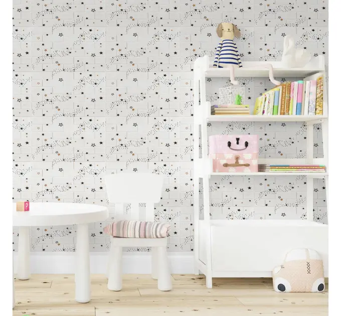 Самоклеюча  3D панель під білу цеглу Зірки 700х770х3мм 