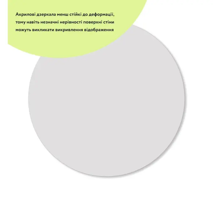 Акрилове дзеркало, що не б'ється на самоклейці, коло 330х330х2мм