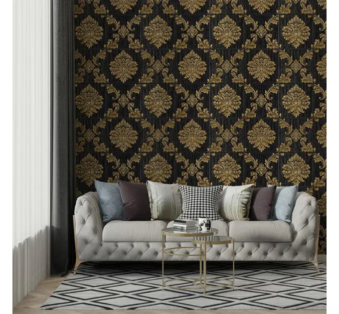 Самоклеюча 3D панель вінтаж чорний 700x700x5мм