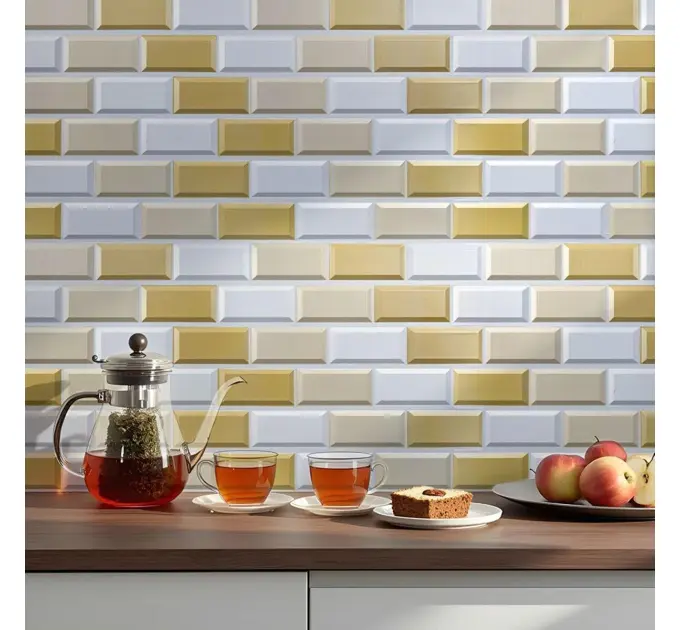 Декоративна ПВХ панель біло-бежева клінкерна цегла 960х480х4мм (1163) 