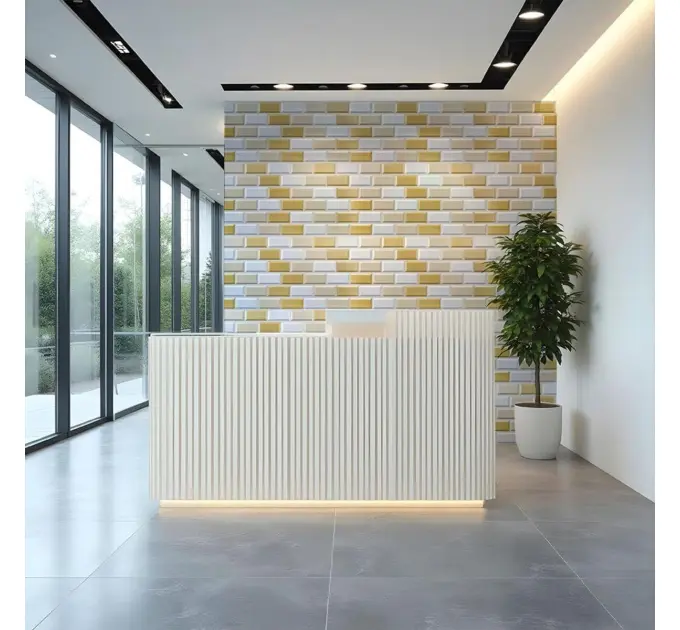 Декоративна ПВХ панель біло-бежева клінкерна цегла 960х480х4мм (1163) 