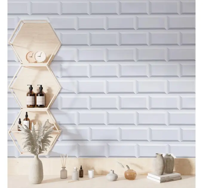 Декоративна ПВХ панель біла клінкерна цегла 960х480х4мм (1164) 