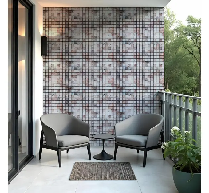 Декоративна ПВХ панель мозаїка під бежевий мармур 960х480х4мм (1182) 