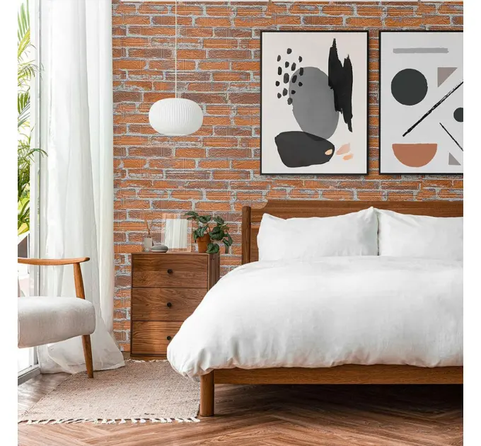 Самоклеюча 3D панель під руду цеглу в рулоні 3080х700х3мм