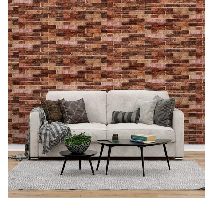 Самоклеюча 3D панель під коричневу цеглу катеринослав 3080х700х3мм