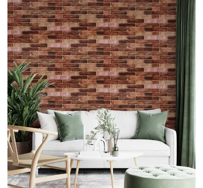 Самоклеюча 3D панель під коричневу цеглу катеринослав 3080х700х3мм