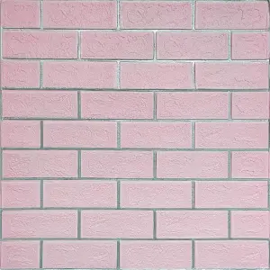 Самоклеюча 3D панель під рожеву цеглу зі срібною смужкою 700х700х5mm