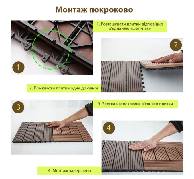 Композитна плитка WPC венге 30*30CM*2СM (D) SW-00001709