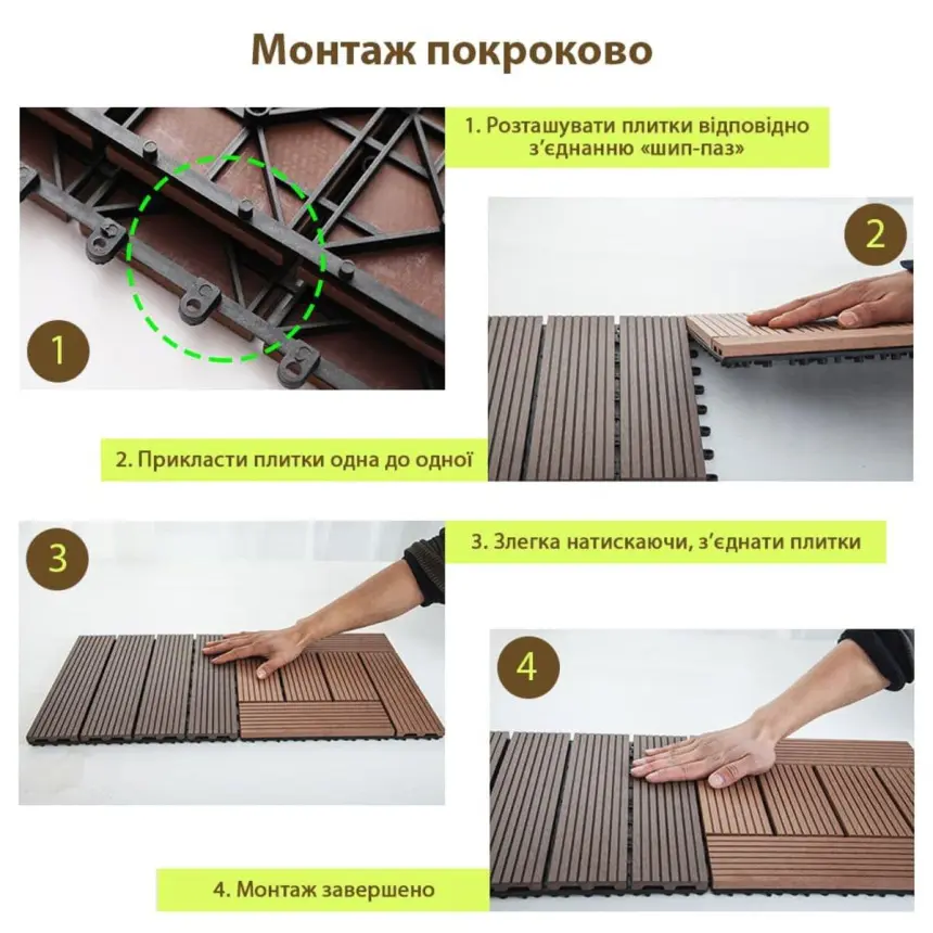 Композитна плитка WPC вугілля 30*30CM*2СM (D) SW-00001713