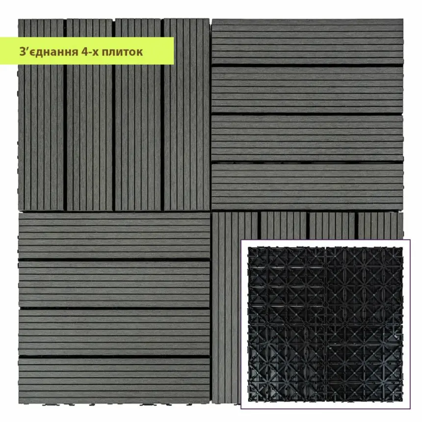 Композитна плитка WPC вугілля 30*30CM*2СM (D) SW-00001713