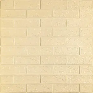 Самоклеюча 3D панель бежева цегла 700x770x3мм