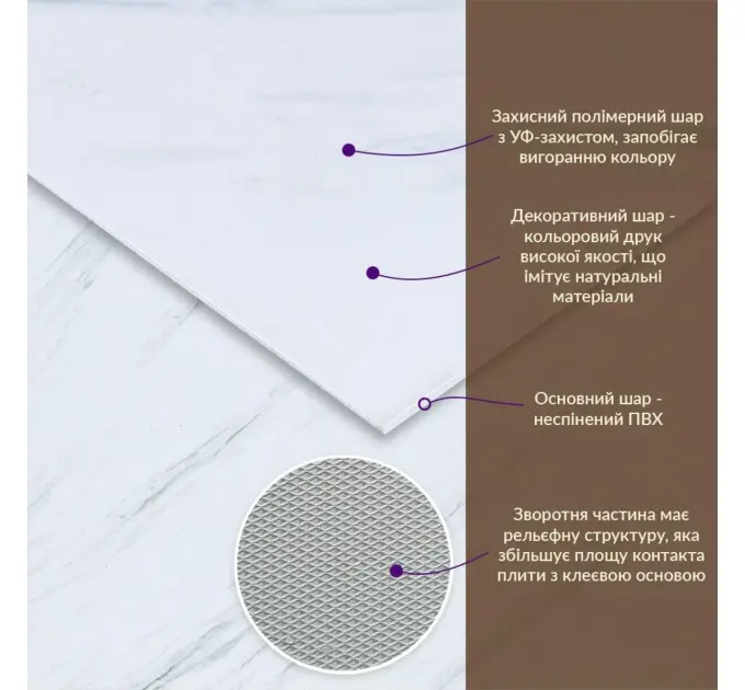 Декоративна плита ПВХ грецький білий мармур 600*600*3mm (1623)