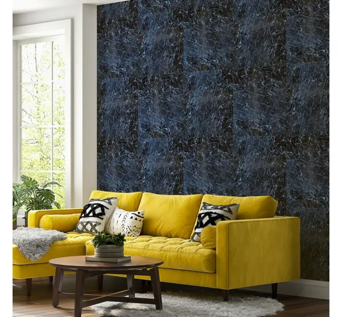 Декоративна ПВХ плита чорний мармур 600*600*3mm (1625)