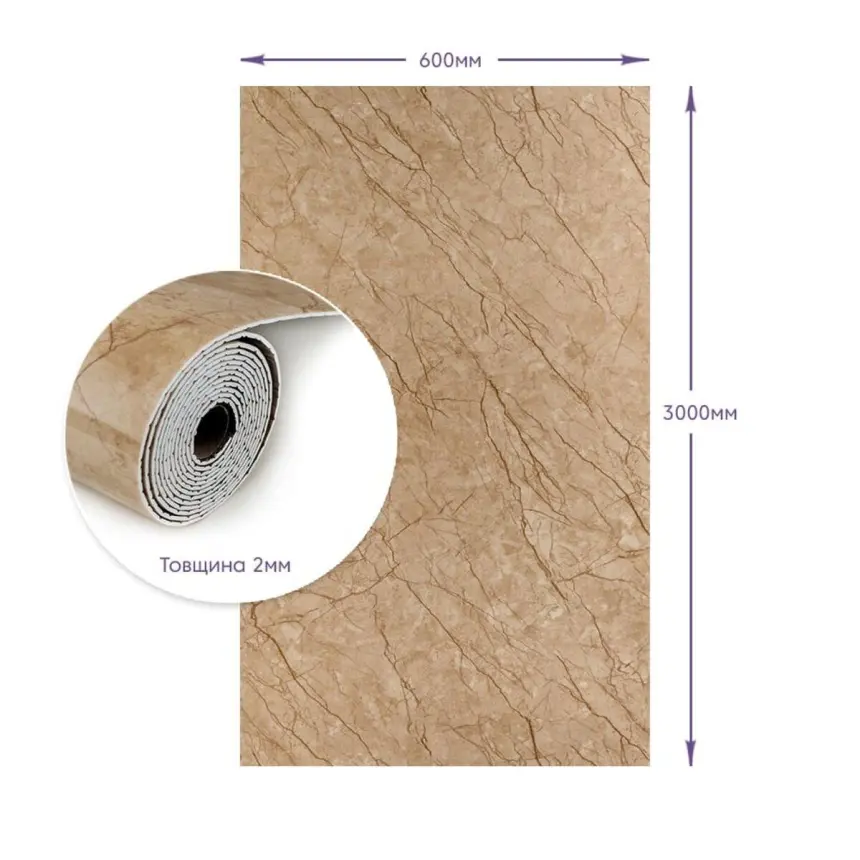 Самоклеюча стінова PET плитка у рулоні 600*3000*2mm (1692)