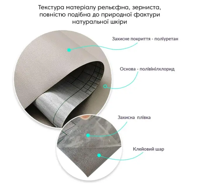 Самоклеюча екошкіра в рулоні 1.37*3m*0.5mm LIGHT GREY (1324)