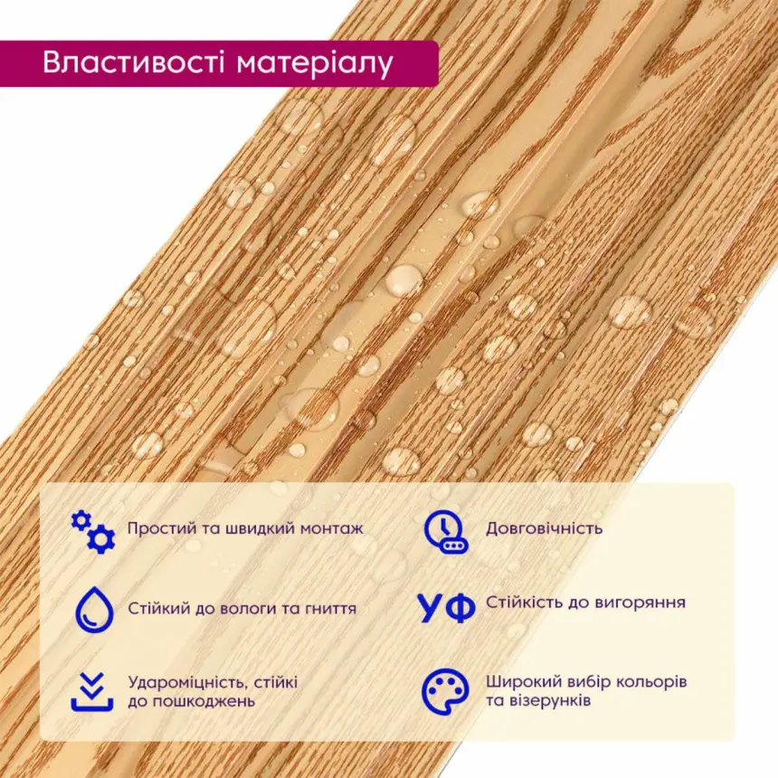 Декоративна стінова рейка WPC сосна 3000*150*9мм (1867)