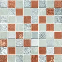 Самоклеюча 3D панель коричнева мозаїка 700х700х4мм