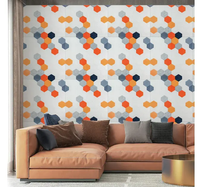 Самоклеюча 3D панель помаранчева мозаїка 700х700х4мм