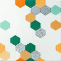Самоклеюча 3D панель зелено-жовта мозаїка 700х700х4мм