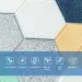 Самоклеюча 3D панель синьо-жовта мозаїка 700х700х4мм