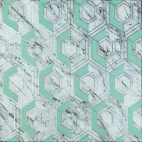 Самоклеюча 3D панель мармур сіро-зелені стільники 700х700х4мм