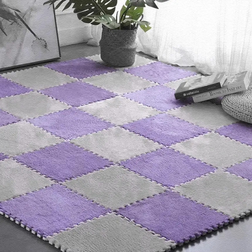 Підлога-пазл плюшевий ФІОЛЕТОВИЙ 30*30*1cm