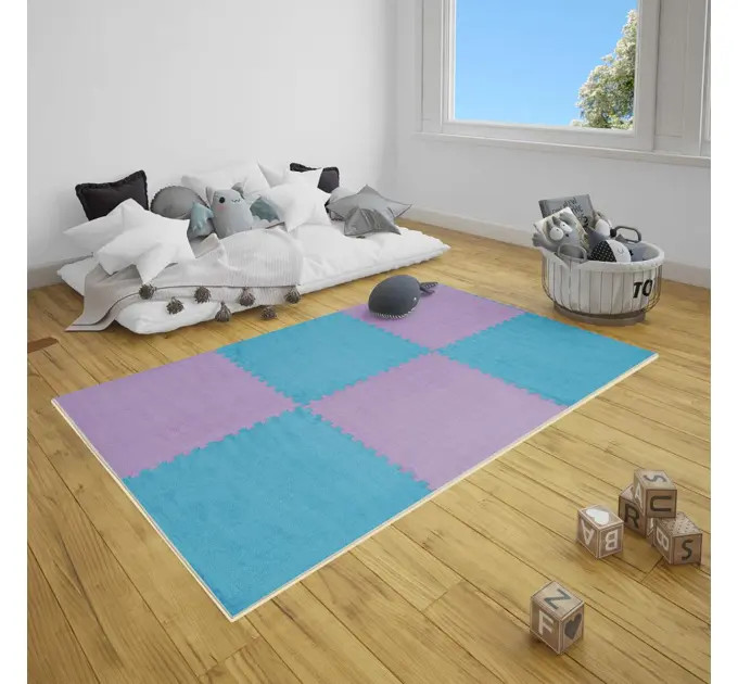 Підлога-пазл плюшевий ФІОЛЕТОВИЙ 60*60*1cm