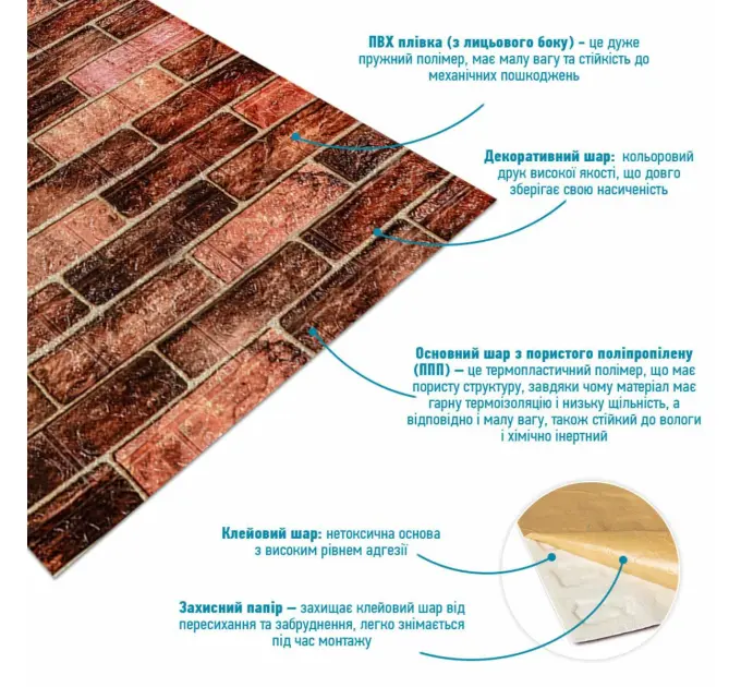 Самоклеюча 3D панель у рулоні 700мм*19,6м*2мм BROWN