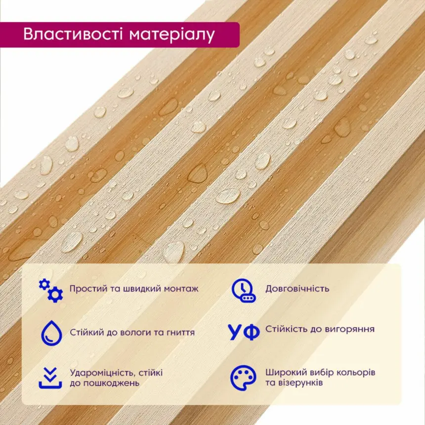 Декоративна стінова рейка світле дерево 3000*160*23мм (2572)