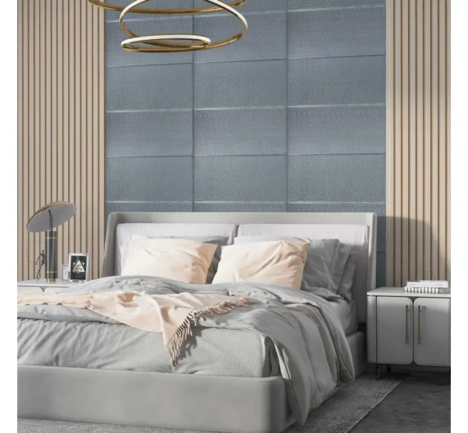 Самоклеюча 3D панель Срібний квадрат 680х700х4мм (3257)