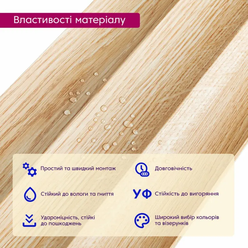 Декоративна стінова WPC-рейка «Пісочна» 205×2900×14 мм (3018)