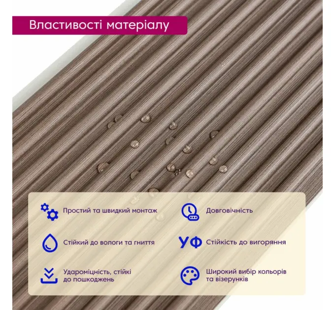Декоративна Рейка WPC стінова 110х10х2900мм (3024)