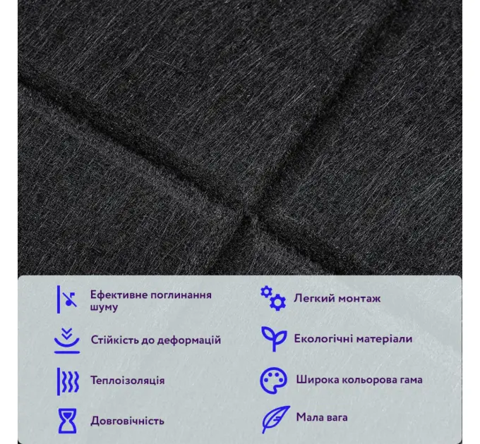 Самоклеюча звукоізоляційна 3D панель 300х300х9мм Чорна (2700)