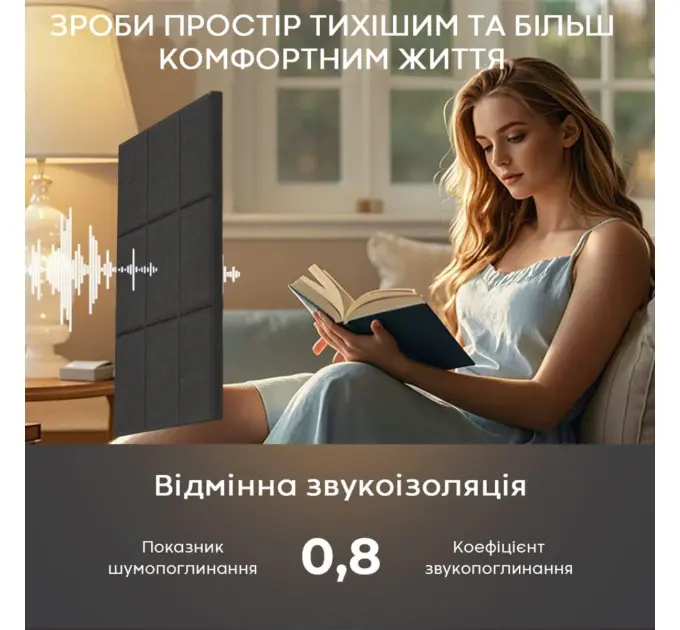 Самоклеюча звукоізоляційна 3D панель 300х300х9мм Чорна (2700)