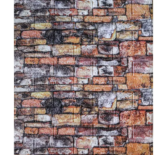 Самоклеюча декоративна 3D панель камінь-цегла 700x770x5мм