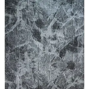 Самоклеюча декоративна 3D панель чорно-білий мармур 700x700x5 мм