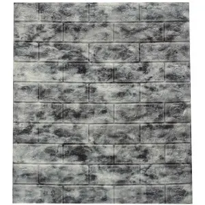 Самоклеюча декоративна 3D панель чорний природний мармур 700x770x5мм