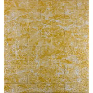 Самоклеюча 3D панель під цеглу золотий мармур 700x770x5мм
