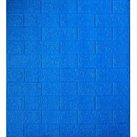 Самоклеюча декоративна 3D панель під синю рівну цеглу 700x770x5мм